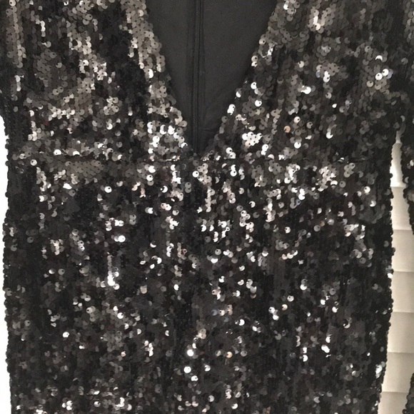 NWT black sequin long sleeve mini dress - Picture 5 of 5